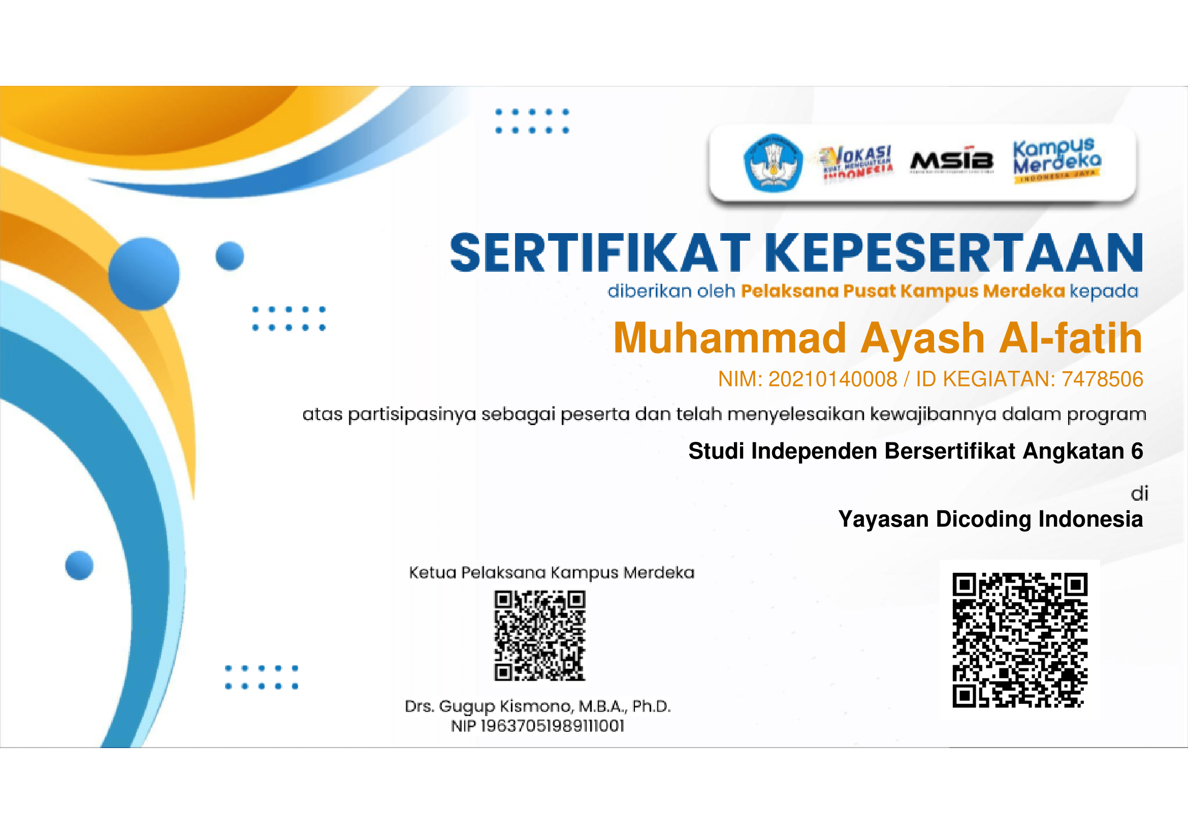 MSIB Certificate